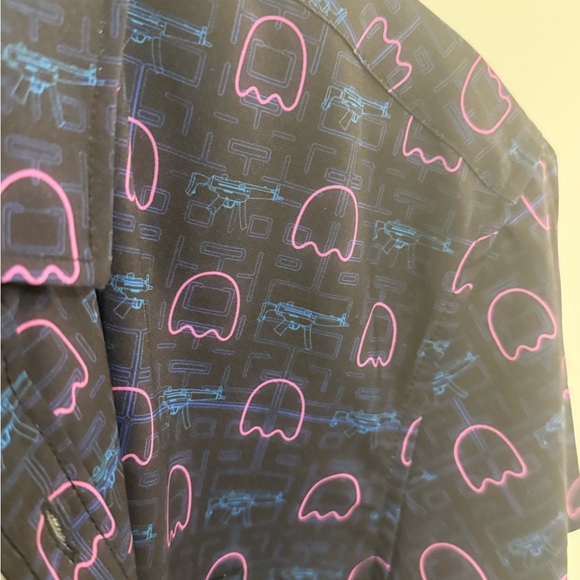 Retro Rifle Pac-Man Tactical collared button up tee - Picture 2 of 2